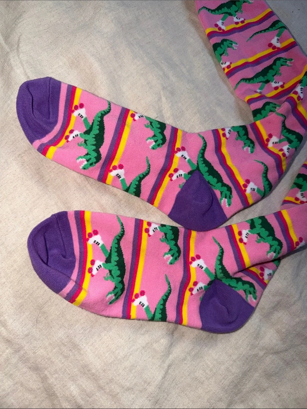 Dinosaur on Roller Skates Knee-High Socks